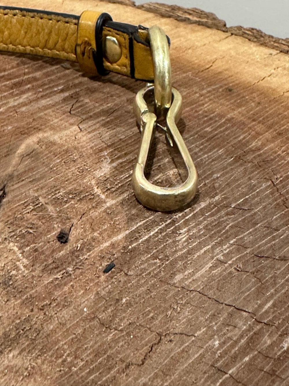Coach Brass Snap Hook Key Fob with Yellow-Tan Leather - Picture 8 of 10